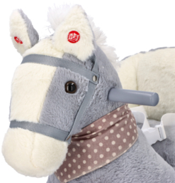 Rocking grey horse with chair and wheels