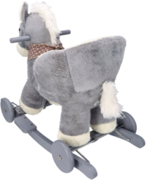 Rocking grey horse with chair and wheels